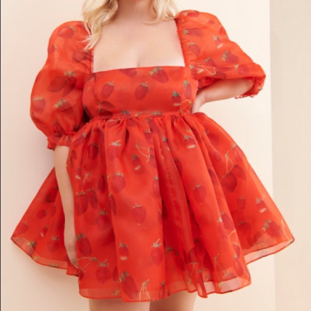 Sold Out Selkie Strawberry Puff Dress NWOT